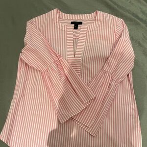J. Crew Pink and White Striped Cotton Top